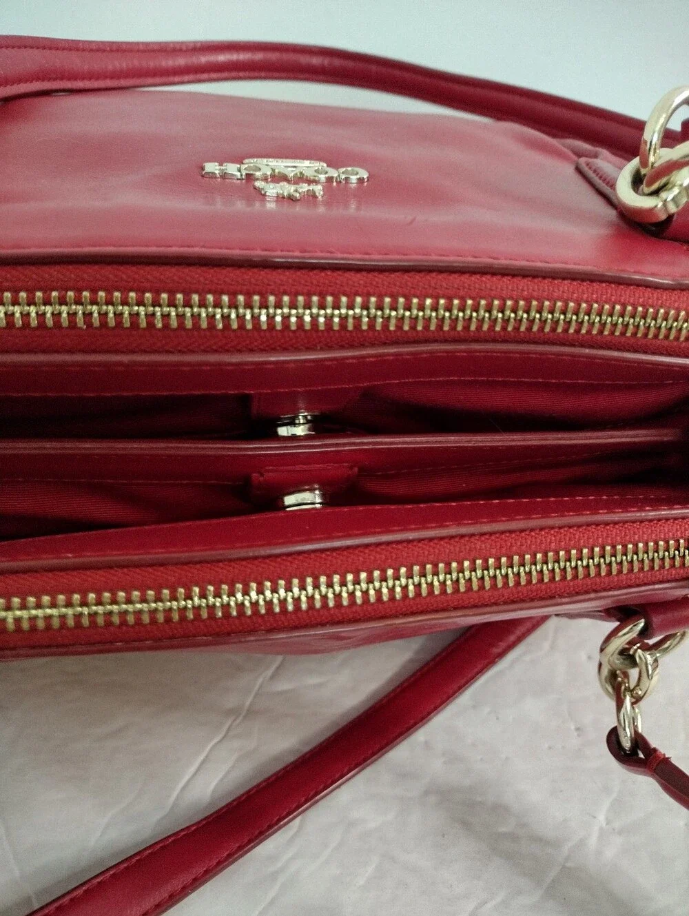 Vintage Y2K Coach Red Leather Christie Carryall Satchel Tote Bag Coquette Chic